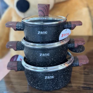 سرویس قابلمه 6 پارچه ZANO دسته چوبی